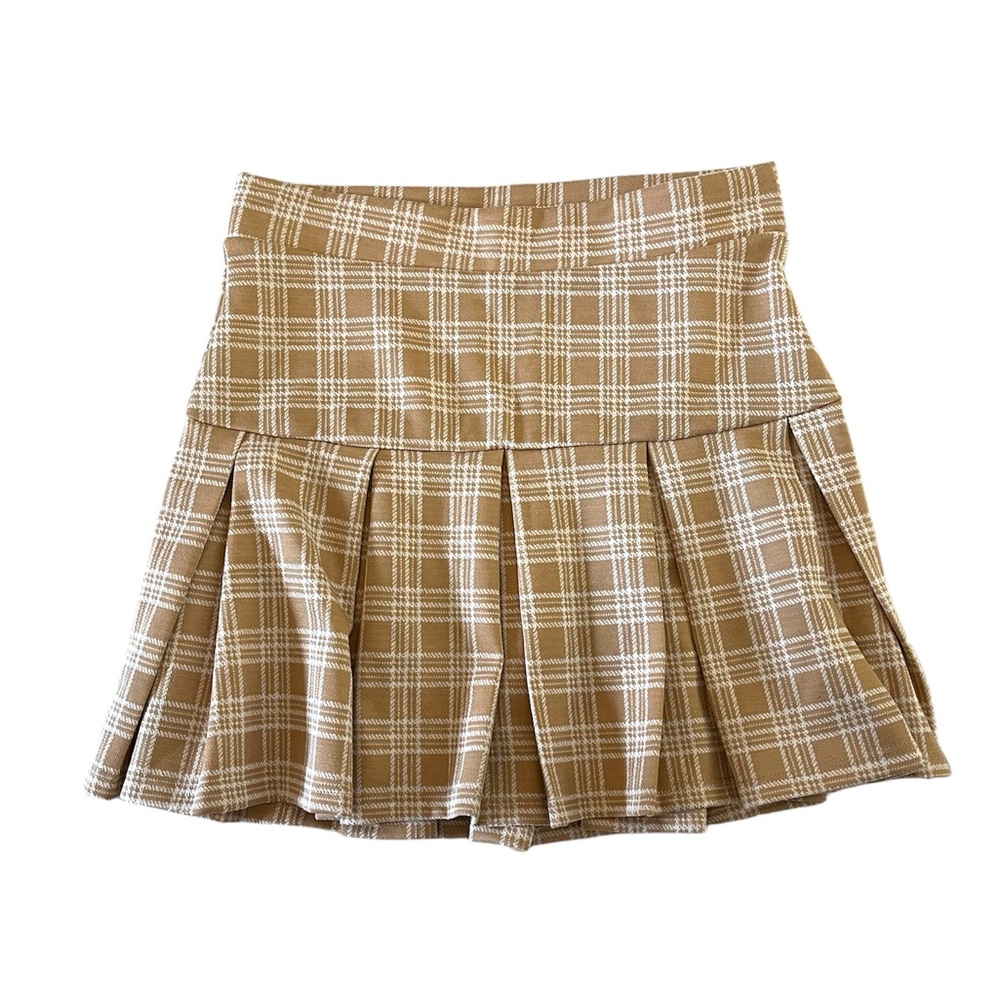 Plaid Tan Mini Skirt by Papaya